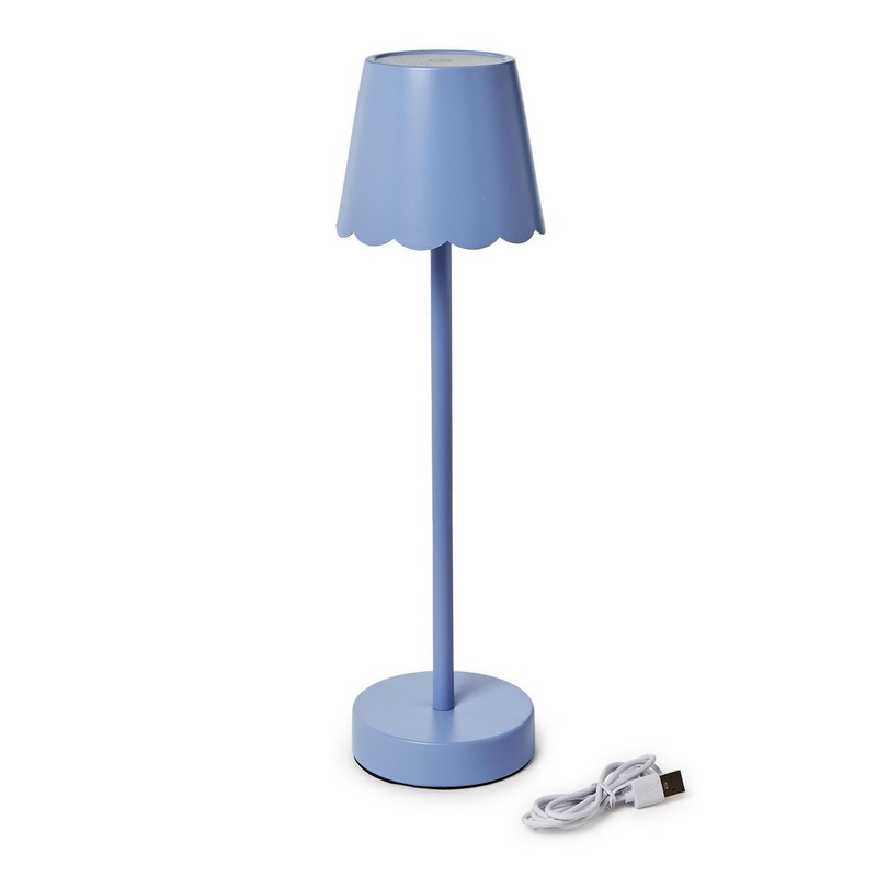 Two's Company Scalloped Edge Shade LED Cordless Table Lamp, 14-Inch,
