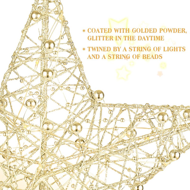 Toyvian Christmas Tree Topper Star,12 Inch Christmas Decorations Lighted Wire