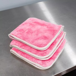 AutoFiber Double Flip Rinseless Wash Microfiber Towel Pink | 3 Pack | 8" x 8"