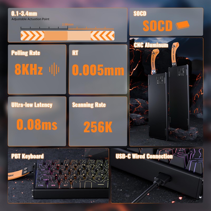 ATTACK SHARK X68MAX HE Wired Rapid Trigger Mechanical Creamy TKL