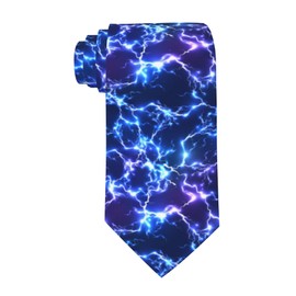 NiuKom Abstract Blue Electric Lightning Men'S Neckties Tie Fashion Tie Print Novelty Neck Ties For Every Outfit