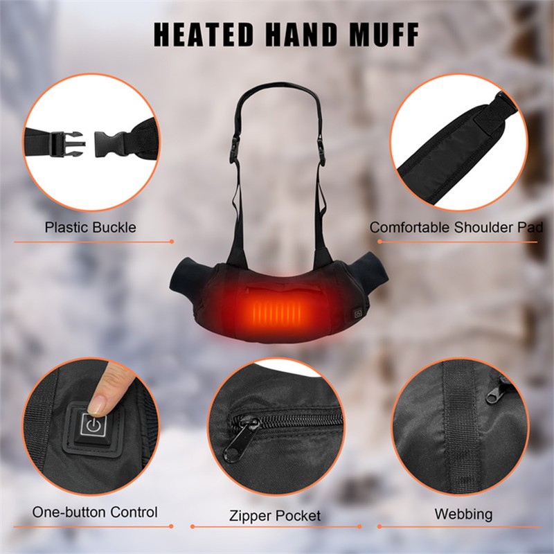 Outdoor Temperature Adjustable Heated Hand Muff USB Rechargeable Hand Warmer