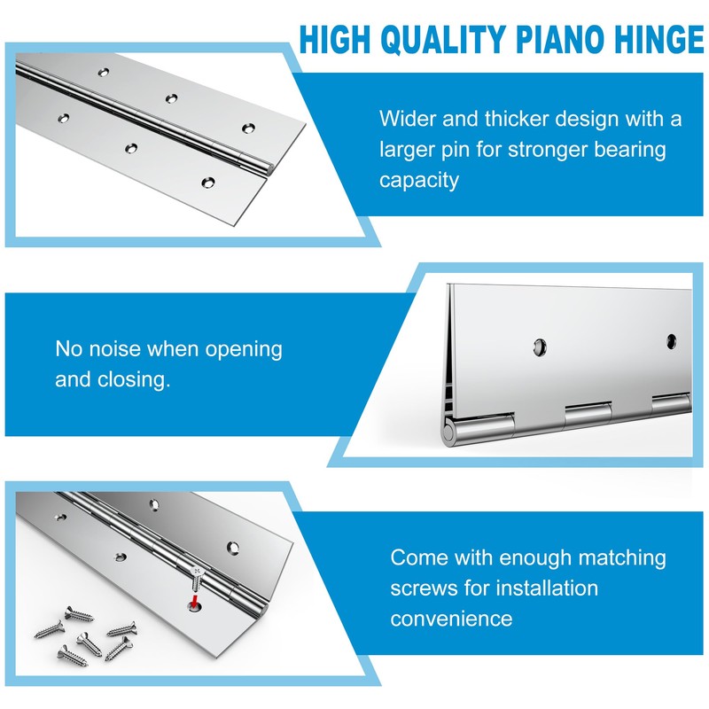 2 Pack Heavy Duty Piano Hinge 24 Inch x 3