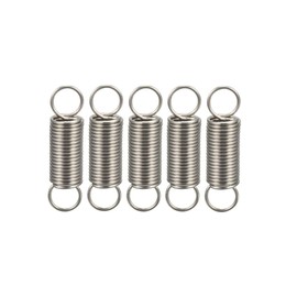 uxcell Extended Tension Spring Wire Diameter 0.016", OD 0.16", Free Length 0.59" Stainless Steel Small Dual Hook Tension Spring for Machinery Construction Industrial 5pcs