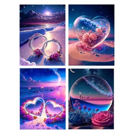 MytaYt Set of 4 Diamond Painting Love Adults Diamond Painting Love Set Love Diamond Painting Pictures Children Adults Beach Diamonds Painting for Decorations 30 x 40 cm
