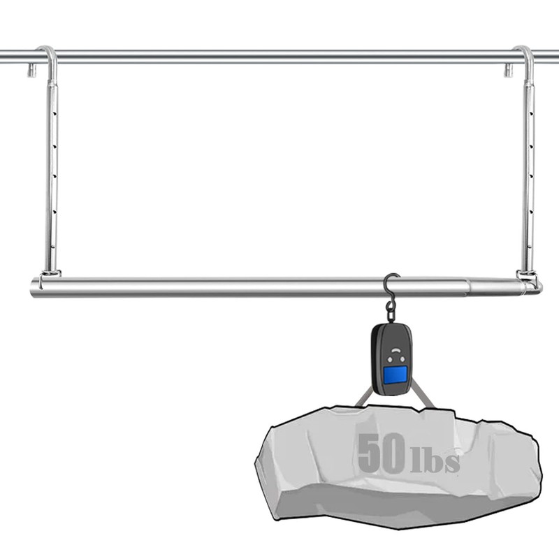HDbonemu Closet Hanging Rod, Adjustable Width and Height Space-Saving Clothes