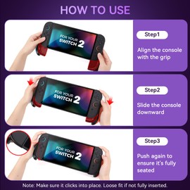 Ergonomic Grip Case for Switch 2 2025 Model – Lightweight Protective Cover Compatible with Switch 2 7.9 Inch, Anti-Slip Handles, Dockable Design, Easy Installation