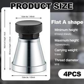 Gisafai 4 Pcs Adjustable Screw Jack Range 2.63" to 3.93" Heavy Duty Screw Machinist Jack Stands with 5 Tons Capacity for Large Milling Drilling Machines Leveling Work Die Processing