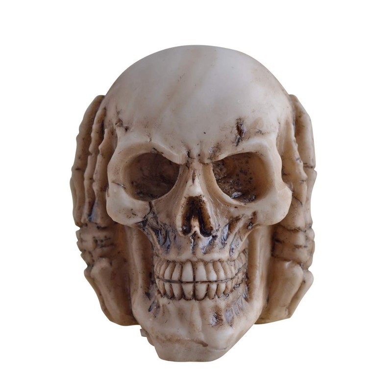 Set of 3 White Skulls - Hear Nothing, See, Say