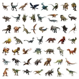 AquaLoach Dinosaur Stickers Set of 50 Design Stickers Waterproof PVC Stickers Dinosaur Tyrannosaurus Triceratops Pteranodon