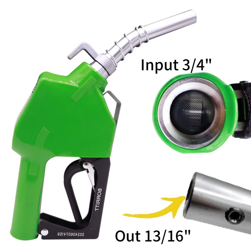 BORRITT Green 3/4" Inch NPT Automatic Shut-Off Fuel Nozzle With