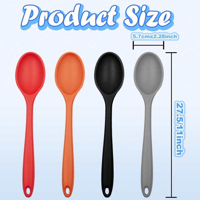 4Pcs Silicone Basting Serving Spoon Silicone Nonstick Mixing Spoon Silicone