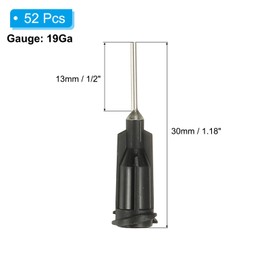 PATIKIL 19Ga Dispensing Needles, 52PCS 1/2 Inch Industrial Blunt Tip Dispensing Needle Tips with Luer Lock Needle for Refilling Liquid Inks Adhesive Glue Oil,Black