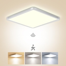zemty Lamp with Motion Sensor Indoor, 22 cm, 18 W Ceiling Light with Motion Sensor, 3000 K/4000 K/6500 K Ceiling Light with Motion Sensor, 1800 LM Ceiling Light for Hallway, Stairs, Storage Room