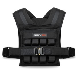 COBRASIX Weighted Vest for Men and Women 35lbs | Adjustable Weighted Workout With Removable Iron Weights | Heavy Duty Rucking Vest For Functional Training & Calisthenics [Black]