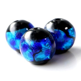 Gold Stone Glowing Firefly Glass, Blue, 0.5 inches (12 mm), Grit Sale, Dragonfly Stone, Blue, Okinawa, TypeA, Sold 5 Tablets