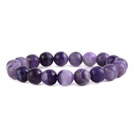 Natural Matte African Amethyst Gemstone 10mm Round Beads Stretch Bracelet 7" Unisex