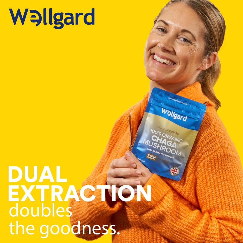 Wellgard Organic Chaga Mushroom Powder 90 Grams - Mushroom Supplement,