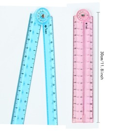 2 PCS Folding Ruler, 30cm Foldable Ruler Clear Ruler 15cm Transparent Straight Ruler Shatterproof Plastic Ruler Flexible Ruler Geometric Ruler For School Kids Office