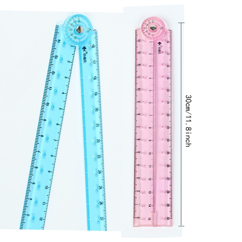 2 PCS Folding Ruler, 30cm Foldable Ruler Clear Ruler 15cm
