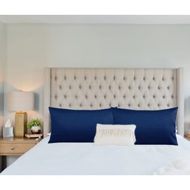 Pillow Cases 2 Pack Navy Blue 100% Poly Cotton Housewife Pillowcases Set, Soft Brushed Microfiber Pillowcase Cover with Envelope Closure Luxury Plain Pillowcases Standard Size 50 x 75 cm