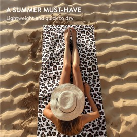 JEMIDI Beach Towel Large - 75 x 180 cm - Standing Towel XXL - Quick-Drying Towel - Travel Towel - For Beach Sports Fitness Yoga Sauna - Beach Towel Lightweight - Leopard Design