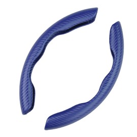 Universal Carbon Fiber Steering Wheel Cover,2 Pack Car Steering Wheel Covers,Carbon Fiber Anti-Skid Segmented Car Steering Wheel Protector for Auto/Truck/SUV/Van Steering Wheels Accessories Blue