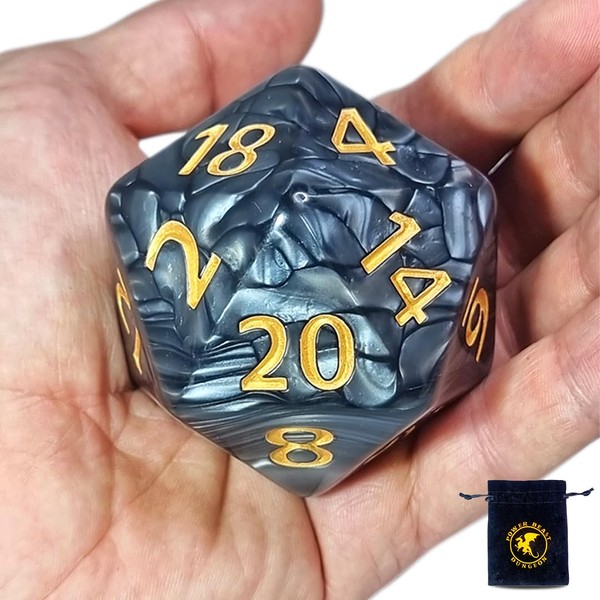 Power Beast Dungeon Giant Dice D20 (55 mm) + Dice Bag, Dice for Role Playing Games, Titanium Dice, Polyhedral Dice, DND, Dungeons and Dragons, D&D, Pathfinder