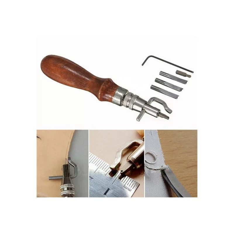 TECHTONGDA Multi-function Leathercraft Groover Skiving Edger Beveler Leather Stitching Tool