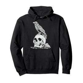Creepy Skull Spooky Bird Viking Crow Forest Animal Raven Pullover Hoodie