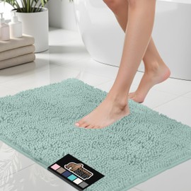 GORILLA GRIP GORILLA GRIP Bath Rug Mat 48x24, Soft Absorbent Chenille, Quick Dry Microfiber Mats, Rubber Backing Washable Shower Floor Rugs, Bathmat Runner, US Designed Bathroom Home Decor Accessories Seablue