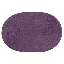 Haus und Deko Place Mat Polypro Oval Approx. 45 x 30 cm Aubergine Placemat Place Mat Braided Raffia Look
