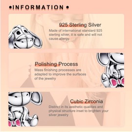 HAEPIAR S925 Sterling Silver Charm for Bracelet Necklace Charm Dangle Bear Dog for Women Girls Birthday Gifts, Sterling Silver