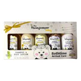 Kit shampoo y Loción Corporal Bathtime Arrival Care 5 Piezas 450 ml 90ml c/u The HoneyKeeper