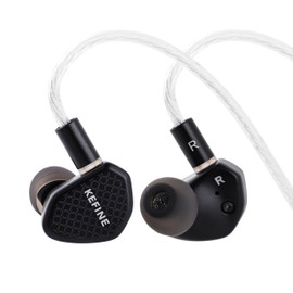 Linsoul Kefine Klean in Ear Monitor,10mm DLC Diaphragm Dynamic Driver HiFi Earphones,Wired Gaming Earbuds,Replaceable Nozzles,Detachable Silver-Plated Cable for Audiophile (with Mic Type-C, Black)