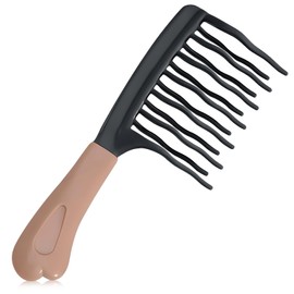 Wide Tooth Comb for Curly, Detangling Plastic Double-layer Comb for Wet & Dry Hair, Gentle on Curls – Ergonomic Handle & Rounded Teeth – Curl Brush for Women