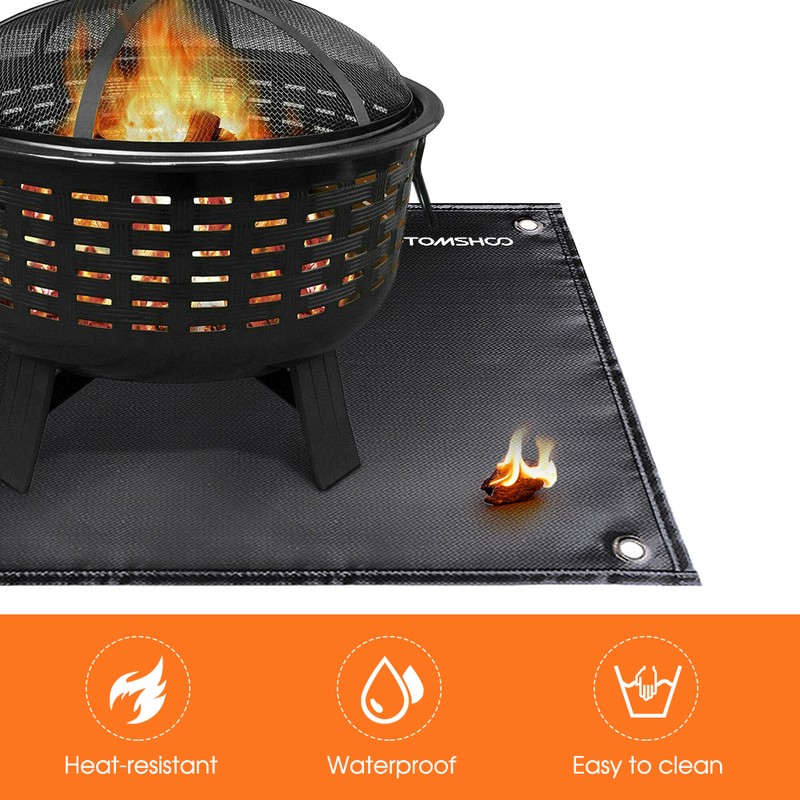 TOMSHOO Under Grill Mat Fire Pit Deck Patio Ember Mat