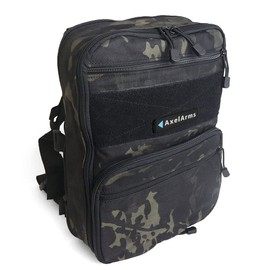 Axel Arms Variable Capacity, Tactical Flat Backpack (Camouflage, Multicam Black), D3, Connects to Chest Rig, Daypack, Spring, Summer, Autumn, Winter