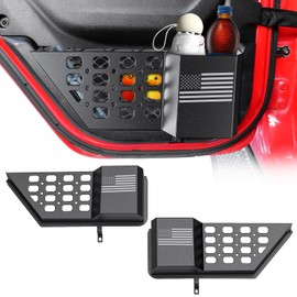 DIAMOOKY Metal Rear Door Pocket Storage Box for Jeep Wrangler JL JLU 4XE 2018-2025 & Gladiator JT 2020-2022 2023 2023 2024 2025 Accessories Door Storage Organizer Molle Panels, Flag, 2PCS