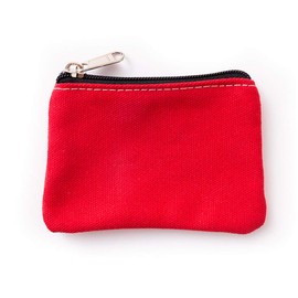 Hibate Small Canvas Coin Purse Holder Wallet Zip Pouch Money Purses Bag for Women Men Kids (Red)