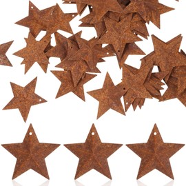 IMIKEYA Pack of 50 Rusty Metal Poinsettias Made of Rusty Metal with Hole Mini Barn Star Made of Metal for Christmas Tree Decoration Craft Supplies