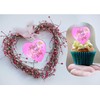 6x Valentine's Day Acrylic Cupcake Toppers Heart shaped Tags Valentines