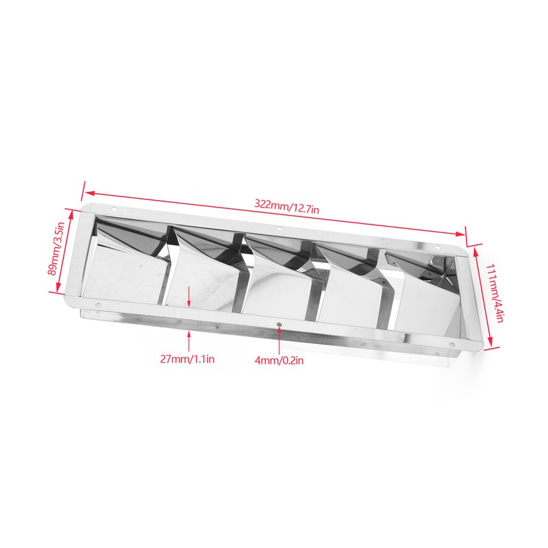 Marine Vent Grille Square Stainless Steel 5 Slot Grid Cover
