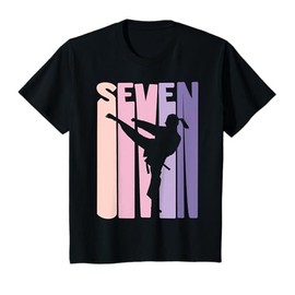 7th Birthday Gift Karate Retro Taekwondo Martial Arts Girls T-Shirt