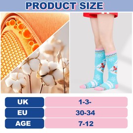 Kids Ski Socks, Childrens Ski Socks Long Kids Thermal Ski Socks Kids Winter Warm Socks Kids Snowboard Socks for Boys Girls Winter Skating Hiking (7-12 Years Old)