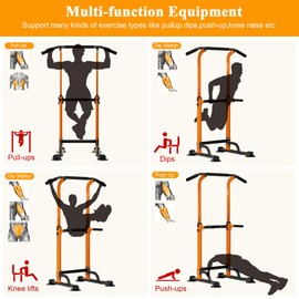 DlandHome Power Tower Dip Station Pull Up Bar for Home Gym Pull Up Bar Station Workout Equipment, Strength Training Fitness,Orange