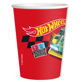 BeenSmile, Hot Wheels Disposable Paper Cups, Children's Glasses - Children's Birthday Decoration - Party Accessories - Pack of 8 - 250 ml