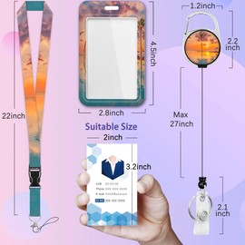 Beach Palm Tree Lanyards for Id Badges,ID Badge Holder and Retractable Reel Clip Lanyard with ID Card Nametag Badge Holder for Nurse Teacher