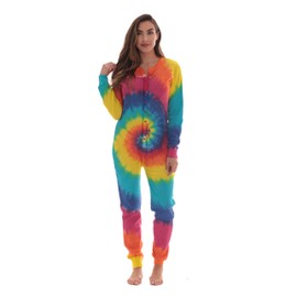 #followme Women's Tie Dye Henley Thermal Onesie 6769-10364-L