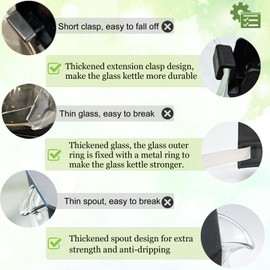 𝙐𝙥𝙜𝙧𝙖𝙙𝙚𝙙 Coffee Carafe Glass Compatible with moccamaster KBG Brewers, Compatible with technivorm Carafe 89830, 10-Cup/1.25L/40oz, Coffee Pot With Metal Ring, Includes One Pack Filter Paper.